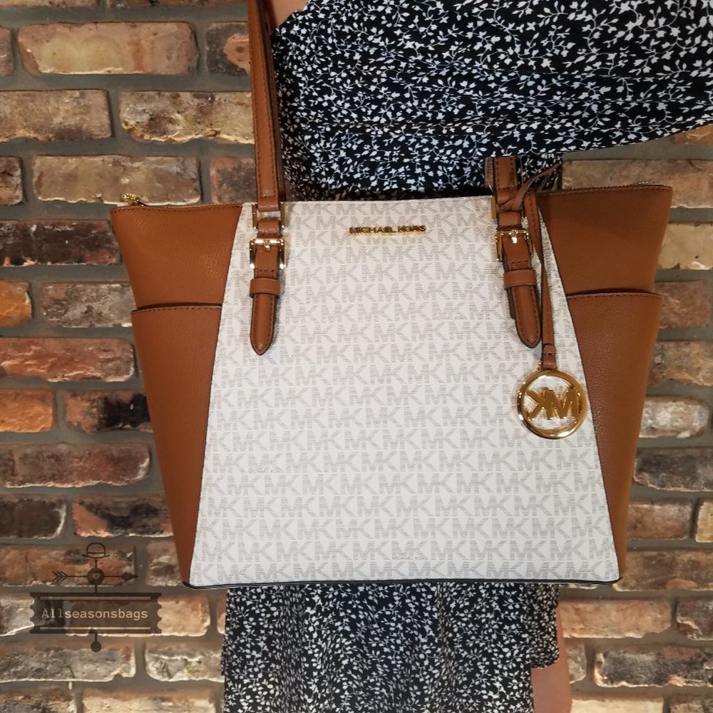 Michael Kors Large Charlotte Tote Vanilla Satchel - Picture 6 of 8